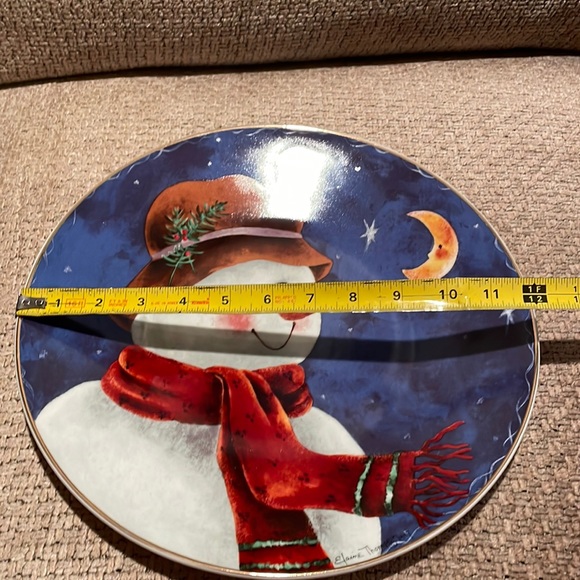 Vintage Elaine Thompson 1997 12" Snowman platter - Picture 9 of 11